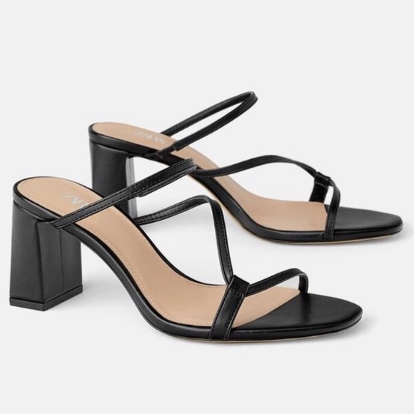 zara black heeled sandals